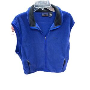 Vintage Patagonia Synchilla Vest Mens Sz XL Blue Full Zip Fleece Pocket USA Made